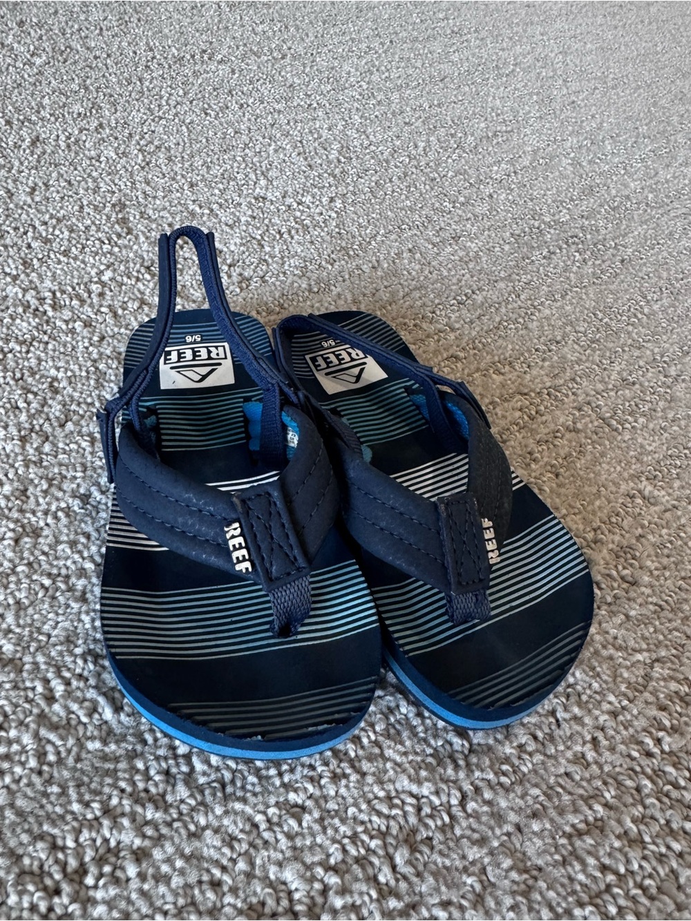 Reef Kids Navy and Light Blue Striped Flip Flops